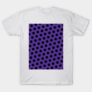 Pattern hexagonal purple on black background T-Shirt